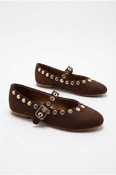 fort 027-1155 Satin Sequin Buckle Detailed Comfortable Women's Ballerinas