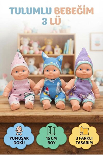 Tıfıl Toys Et Bebek 15 cm : Desenli Tulum ve Uyumlu Şapka ile 3lü Eğlenceli E...