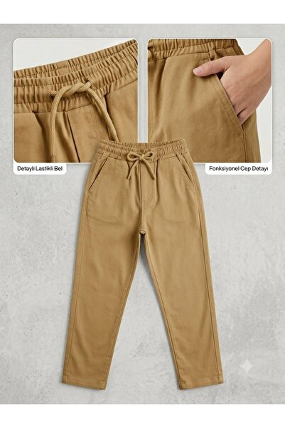 GÜL Baby Children's Elastic Waisted Gabardine Pants, School Pants