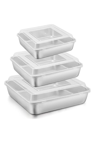 Generic 6/8/9-Inch Square Baking Pan with lid Set, Square Cake Brownie Pans S...