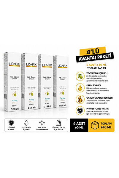 Lilafix 8/0 Açık Kumral 4'lü Krem Tüp Boya 60 ml.