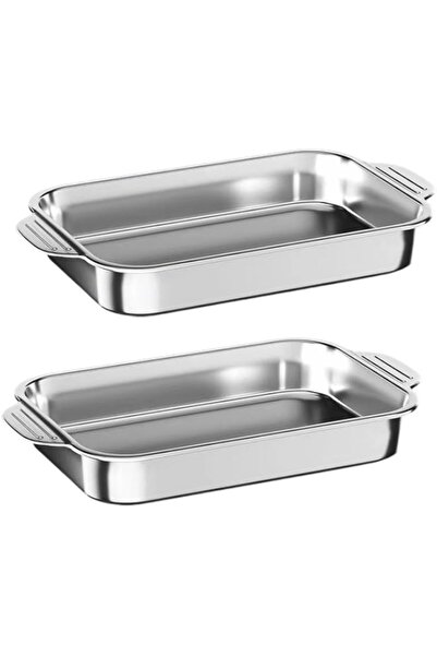 Generic Set of 2 Stainless Steel Baking Trays with Handles, Oven & Dishwasher...