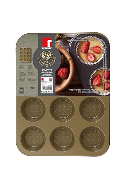 Generic BAKERIGHT PRO RECTANGLE12CUP MUFFIN PAN 35CM CARBON STEEL, BG37060GD