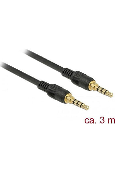 DELOCK Καλώδιο Ήχου TRRS 3.5mm Αρσενικό σε 3.5mm Αρσενικό, Μαύρο, 3μ, με επιχ...