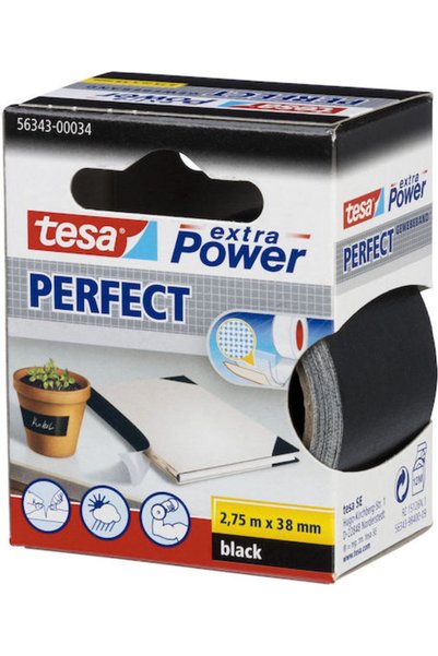 Tesa Ticaret Tesa Υφασμάτινη Ταινία 2.75μ X 38χιλ. Έξτρα Δύναμη Μαύρη Perfekt...