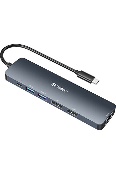 Sandberg Σταθμός σύνδεσης USB-C με HDMI/DisplayPort 4K PD Ethernet Μαύρο (136...