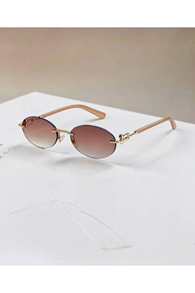 Alışveriş Kasabası Metal Oval Women's Sunglasses Gradient Cutting Glass Uv400...