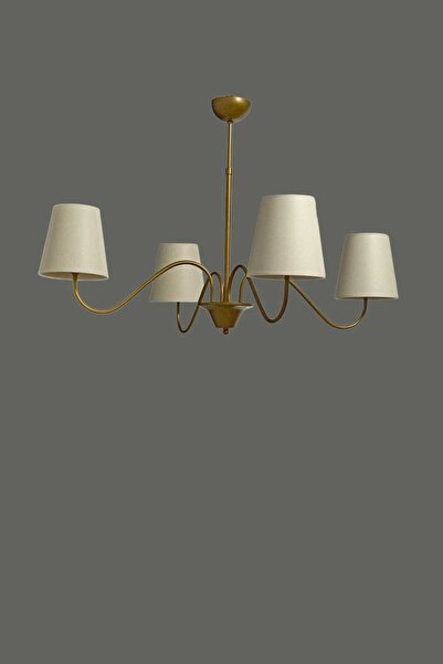 BSA LIGHTING MİRA 4'LÜ ESKİTME MODERN AVİZE (KREM KONİK ABAJURLU) E27 DUYLU KLASİK ŞIK AVİZE