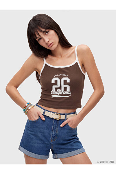 LC Waikiki I Los Angeles Printed Women's Crop Tank Top with String Straps fro...