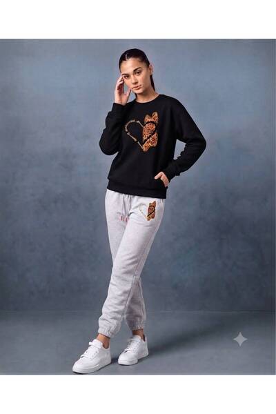 CLOTHES33 Trening cu guler rotund, set din 2 piese, model de iarnă cu imprime...
