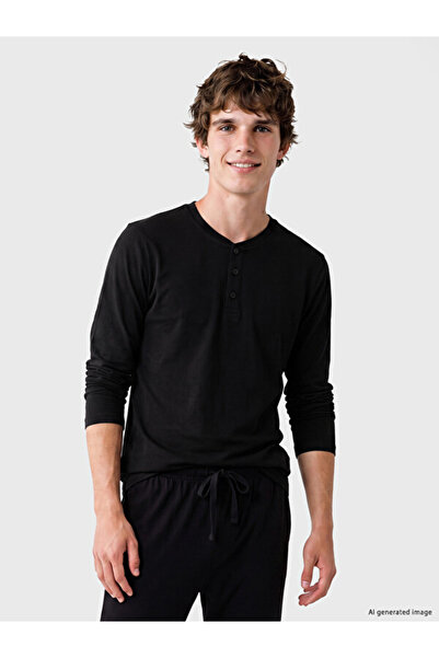 LC Waikiki Quality Parts from Çelebi Store Henley Roba Collar Long Sleeve Men...