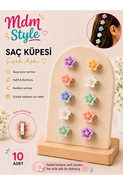 mdm style Set of 10 Hair Clips – Mini Clip Set with Colorful Flowers, Daisies...