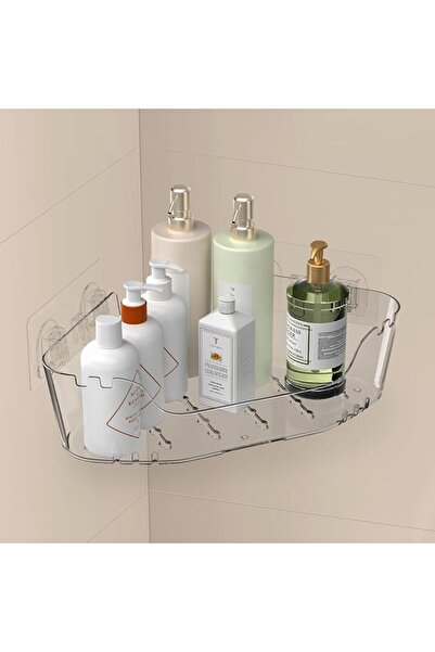 Yelajoy Acrylic Corner Shower Caddy, Strong Adhesive Organizer，Clear Wall Mou...