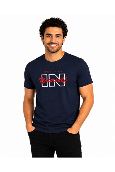 ETİFA Believe in Yourself Premium Unisex T-Shirt 100% Cotton Modern Navy Blue...