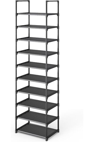 Kitsure Slim 10-Tier Modular Shoe Storage Rack, 42.93 cm Wide, Black | Tall n...