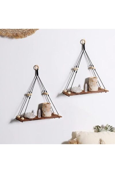 Generic 2 Pack Wooden Wall Hanging Shelves - Macrame Hanging Plant Shelf Boho...