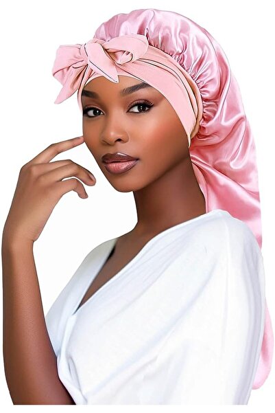 GENERAL Long Satin Bonnet for Sleeping – Silk Braid Night Cap with Elastic Ti...