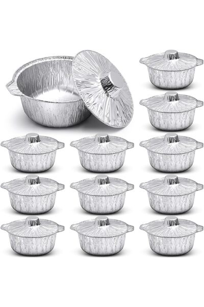 Arabest 12-Piece Disposable Aluminum Food Containers,33.8 oz Round Foil Pans,...