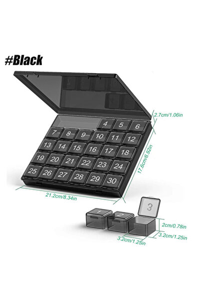 Choice black Pill Organizer Once a Day,30 Day Pill Organizer Box,Large Compar...