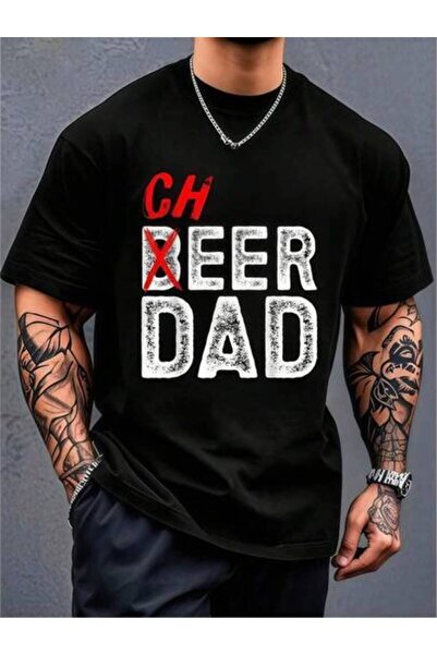 26LIK تي شيرت رجالي مطبوع عليه عبارة "Beer Dad"، قطن 180 جرام، تي شيرت مطبوع،...