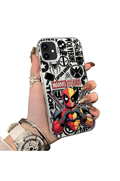 Hontinga iPhone 11 Uyumlu Marvel Desenli Silikon Kenar Sert Arka Kılıf Couple...