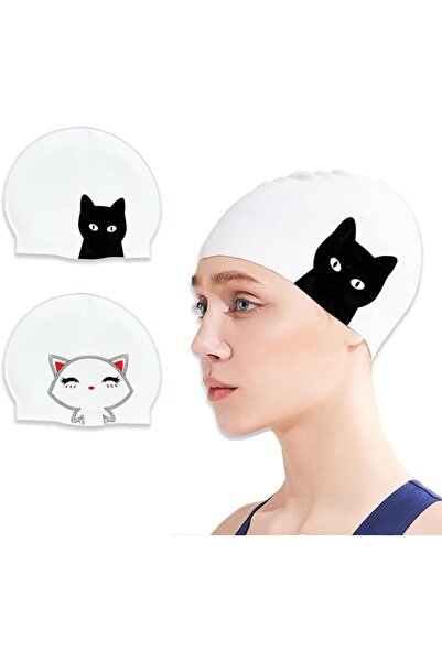 JOYZZZ Swim Caps, 2 pcs Silicone Waterproof Swimming Hat for Women and Men wi...