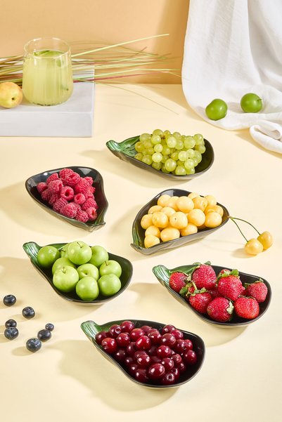 Lora Bianca Mora Set of 6 Eggplant Shaped Glass Mini Snack/Appetizer Bowls