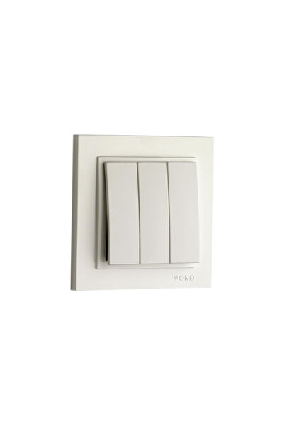 MONO ELECTRIC Mono Despina Üçlü Anahtar Beyaz (Çerçeve Dahil)