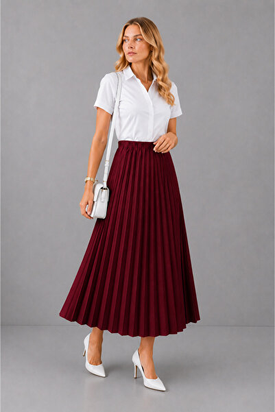 UTDU Standard Skirt with Pleats and Elastic Waist