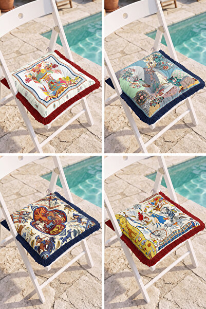 Realhomes Horse Hunting Scene, Tile Motifs and Ethnic Patterns, 4-Piece Fring...