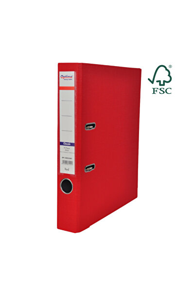 Optima Biblioraft A4, Laminated Pp/Paper, Metallic Edge, 50 Mm, Classic - Red