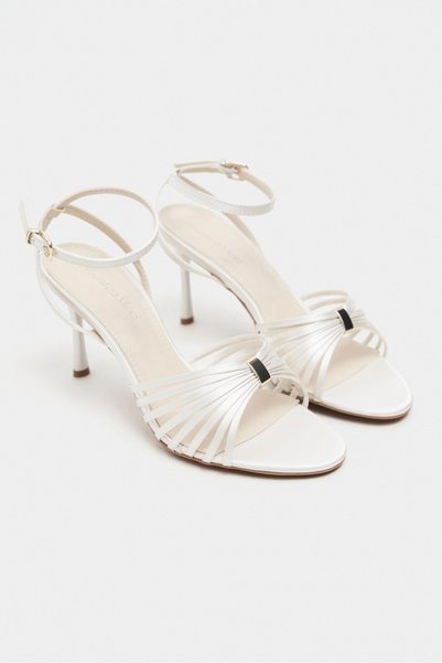 NİŞANTAŞI SHOES Zaria Satin Open Toe Detailed Caged Women's Heeled Sandals