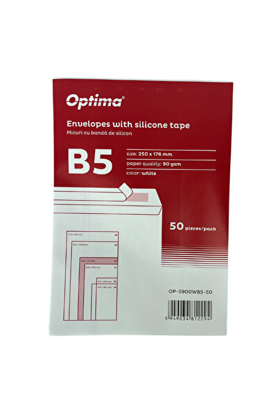Optima Plic B5 (250X176Mm), Lipire Siliconica, 50 Buc/Set, - Alb Plicuri Opti...