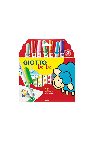Giotto Super Washable Pen, 5mm Tip, 12 Colors/Box, Be-Be, Multicolor, 7 x 105 mm