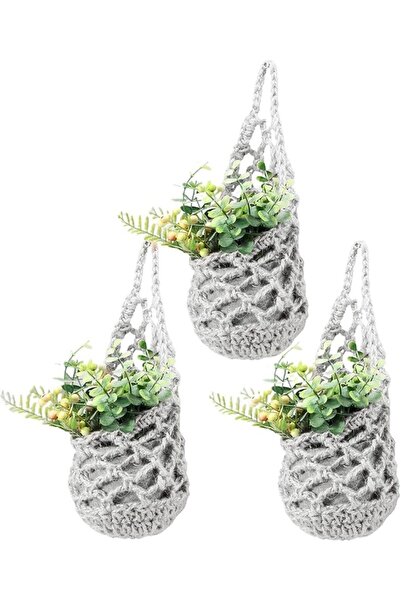 Generic Macrame Plant Hangers Indoor 3 Pieces Breathable Woven Net Bag | Boho...