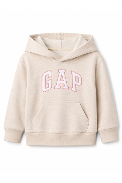 GAP Kids Gap Baby Girl Logo Printed Hooded Sweatshirt 0-6 Years Beige
