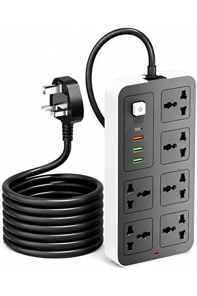 Generic 6-Outlet 3M Extension Cord with USB Ports and C-type, Surge Protector...