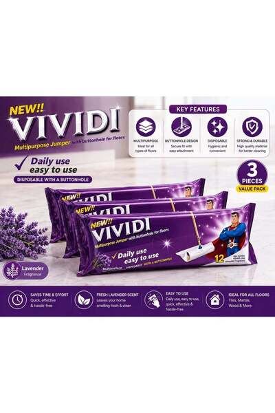 Vivid مناديل تنظيف الأرضيات متعددة الاستخدامات من فيفيدي - برائحة اللافندر، م...