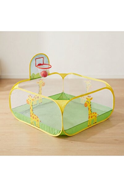 DeaL Piscină pliabilă pentru copii cu design girafă și coș de baschet 100x100...