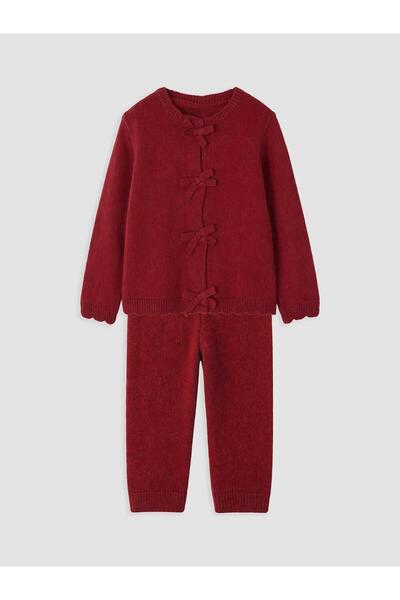 LC Waikiki Bow Detailed Baby Girl Knitwear Set (W6)