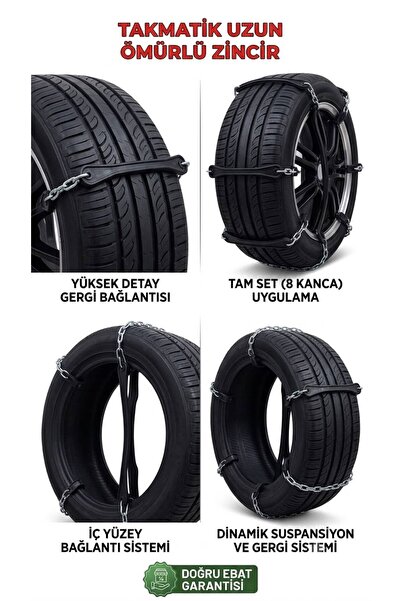WellWay Takmatik pratik kar zinciri 8li Set Özel Lastikli