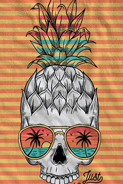 Evmila Narandžasti prugasti ananas sa uzorkom lubanje 70x150 peškir za plažu ...