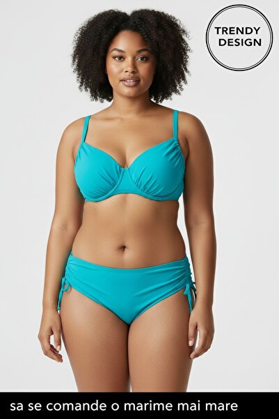 Trendy Design Costum de Baie Plus Size din Două Piese cu Sutien cu Cadru de S...