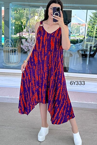 İnce Topuk Ring Strap Viscose Dress 6Y333