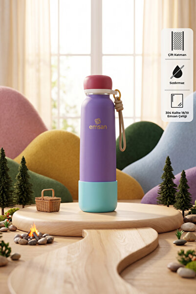Emsan Thermos Bottle Çelik Sızdırmaz Termos 750 ml Mor