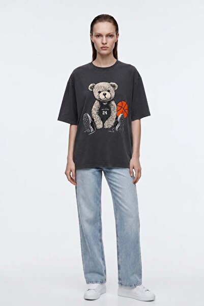 HAKKE Two-threaded basketball bear t-shirt