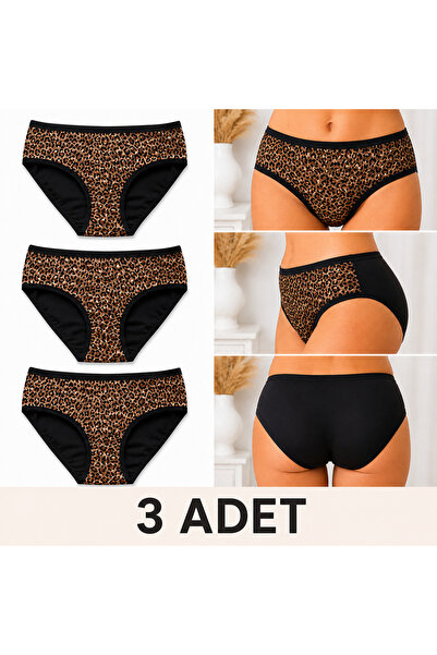 DONLİZZA Lepar Pattern 3-Pack Women's Cotton Panties