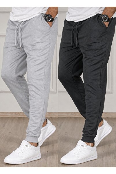 TORUK MAKTO Set of 2 Unisex Ribbed Leg Sweatpants Jogger Comfortable Fit Dail...