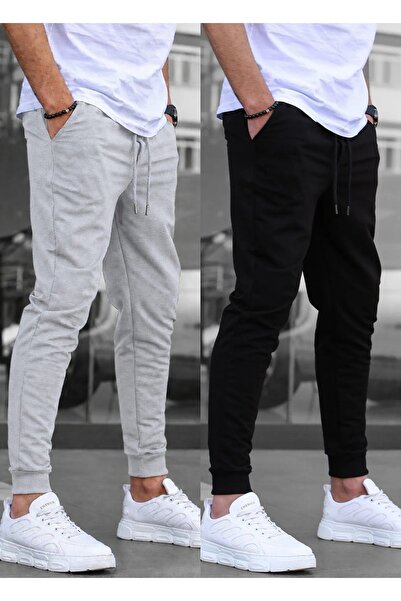 TORUK MAKTO Set of 2 Unisex Ribbed Leg Sweatpants Jogger Comfortable Fit Dail...