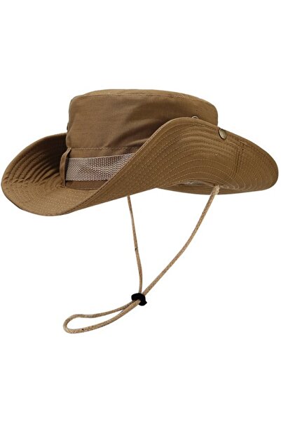 STARSTAR Sun hat dark beige breathable mesh wide brim hunting/camping/travel.